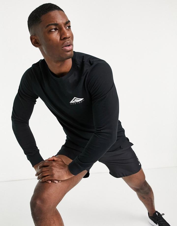 Nike Running Trail Long Sleeve Top In Black