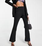 Asos Design Petite Slim Kick Flare Suit Pants In Black - Black - Black