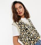 Daisy Street Sweater Vest In Leopard Knit-brown