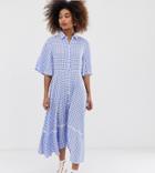 Sister Jane Exclusive Button Through Midi Shirt Dress With Full Skirt - Blue