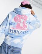 Crooked Tongues Hoodie With You Good Dog Print In Washed Blue-blues