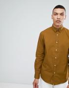 Stradivarius Regular Fit Garment Dyed Shirt In Camel - Brown