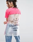 Asos T-shirt With Cut About Varsity Print - Pink