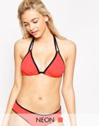 Asos Fuller Bust Mix And Match Contrast Soft Triangle Bikini Top Dd-f - Granatina Pink