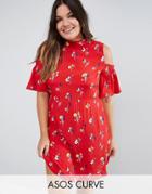 Asos Curve Cold Shoulder Mini Dress In Agatha Bamboo Floral Print - Mu