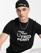 Fred Perry Large Text Logo Printed T-shirt In Black