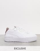 Puma Cali Sport Sneakers In White With Cheetah Detail - Exclusive To Asos