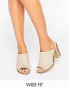 New Look Wide Fit Heeled Mule - Stone