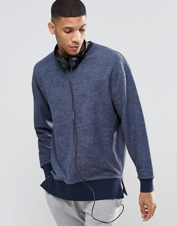 Asos Loungewear Sweatshirt In Loop Back Fabric - Navy