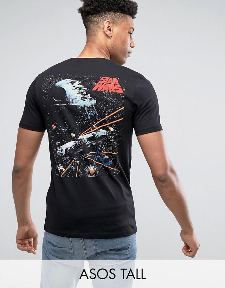 Asos Tall Star Wars T-shirt With Galaxy Print - Black