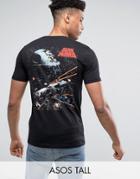Asos Tall Star Wars T-shirt With Galaxy Print - Black
