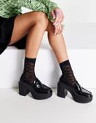 Truffle Collection Chunky Platform Loafers In Black Patent