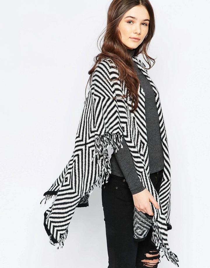 Wal G Cardigan With Fringe Detail - Black