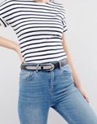 Pieces Metallic Braid Leather Belt - Black