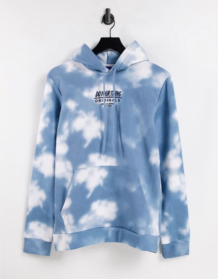 Jack & Jones Core Oversized Tie-dye Hoodie In Blue-blues