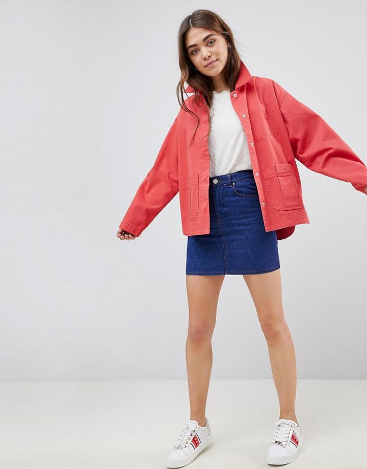 Asos Design Washed Cotton Jacket - Red