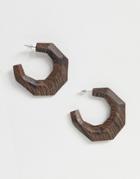 Asos Design Hoop Earrings In Two Tone Wood - Multi