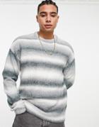 Bershka Exclusive Oversized Stripe Sweater In Gray