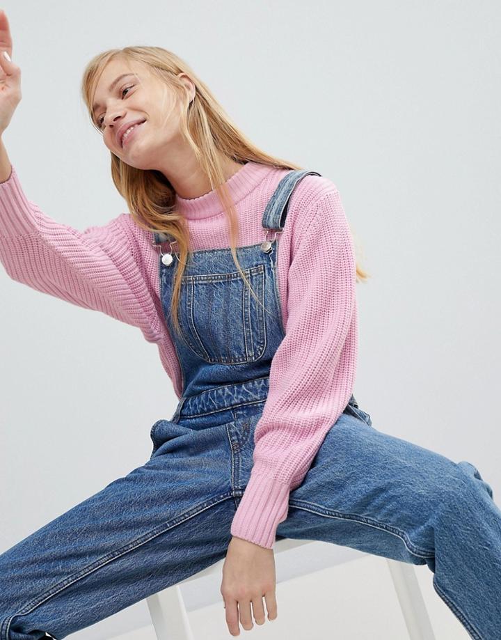 Monki Ribbed Knitted Sweater - Pink