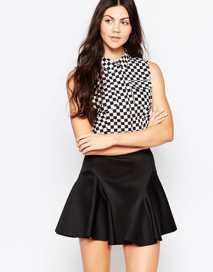 Love Moschino Checkered Sleeveless Shirt - Black And White