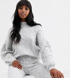 Asos Design Tall Cable Two-piece Sweater With Volume Sleeve-gray