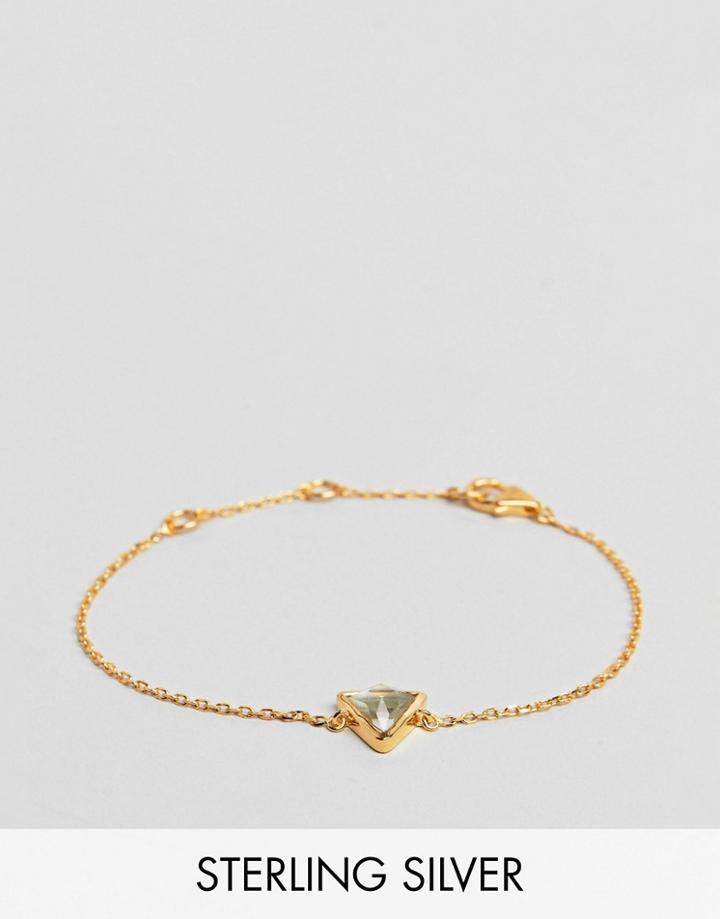 Carrie Elizabeth Semi Precious Green Amethyst Triangle Bracelet - Gold