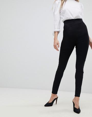 Asos Super High Waist 'sculpt Me' Premium Jeans With Side Zip And Flat Front - Black