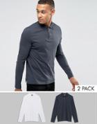 Asos Long Sleeve Jersey Polo 2 Pack Save - Multi