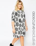 Asos Curve T-shirt Dress In Sketchy Polka Dot - Print