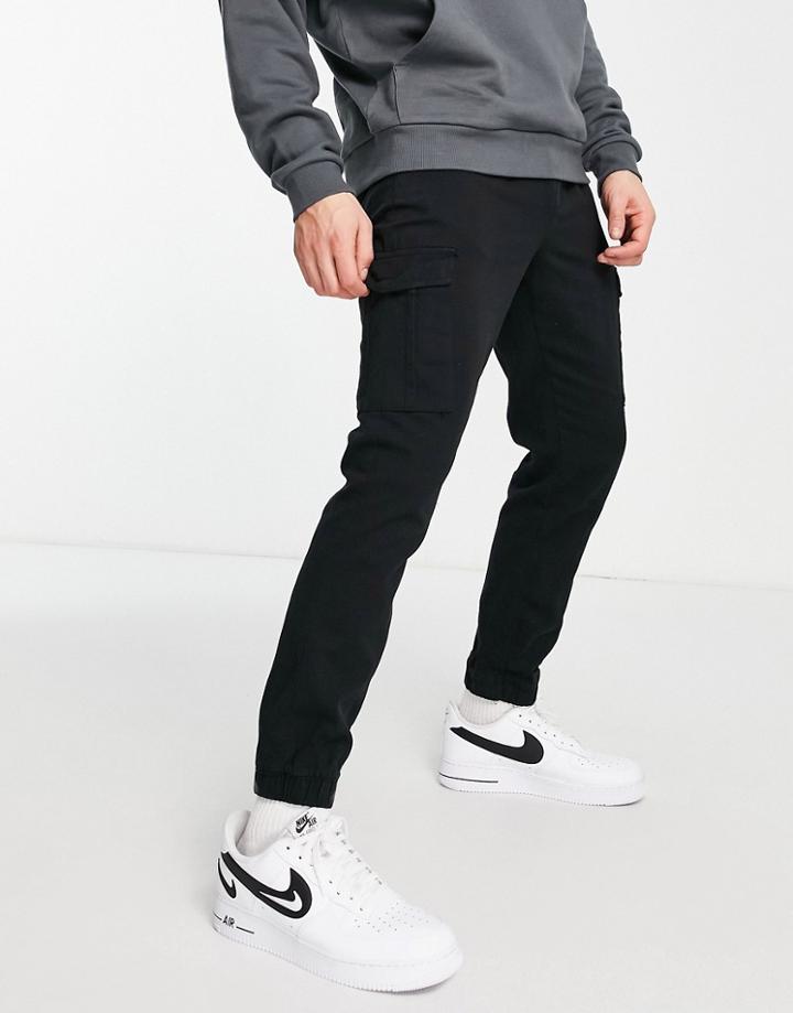 Brave Soul Cuffed Cargo Pants In Black