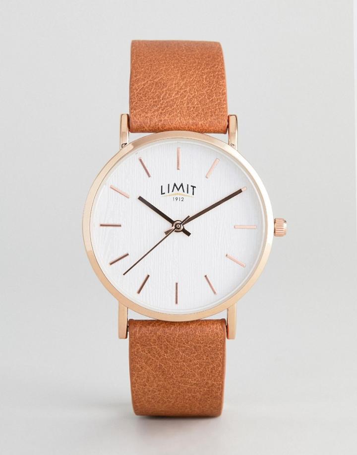 Limit Tan Faux Leather Watch With Bark Effect Exclusive To Asos - Tan