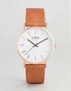 Limit Tan Faux Leather Watch With Bark Effect Exclusive To Asos - Tan