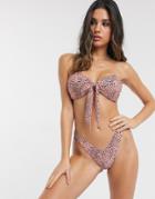 Seafolly Mix And Match Bandeau Bikini Top With Tie Detail In Rose Spot-multi