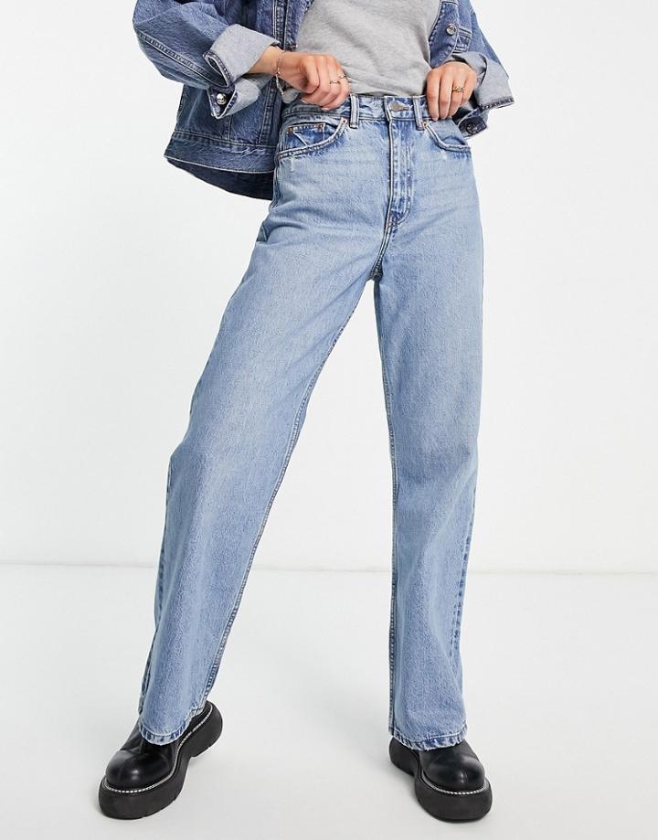 Dr Denim Echo Sky High Wide Leg Jeans In Light Wash-blue