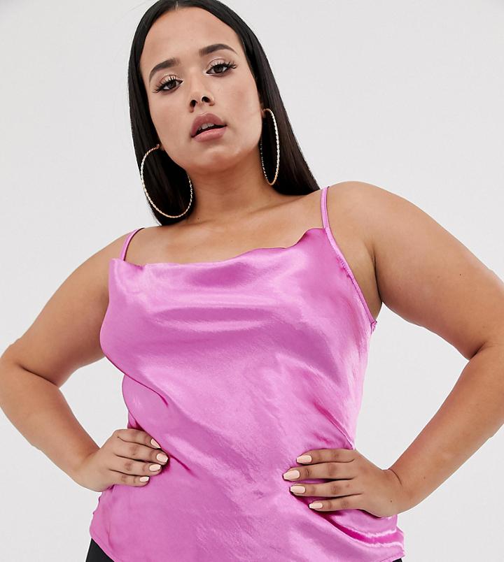 Club L Plus Cowl Neck Top-pink