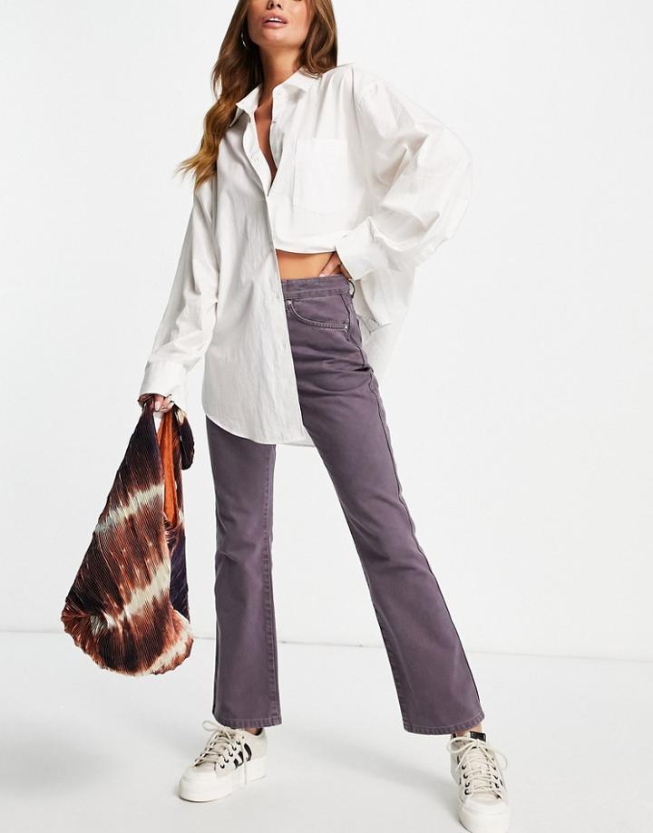 Asos Design Organic Cotton Blend Mid Rise Exaggerated Flare Jeans In Purple