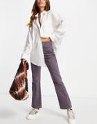 Asos Design Organic Cotton Blend Mid Rise Exaggerated Flare Jeans In Purple