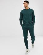 Asos Design Tracksuit Sweatshirt/skinny Sweatpants In Green - Green