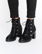 Asos Eisha Leather Hiker Boots - Black