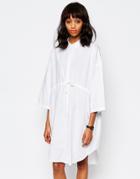 Monki Shirt Dress With Tie Waist - White