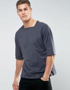 Asos Oversized T-shirt With Square Neck In Gray - Gray