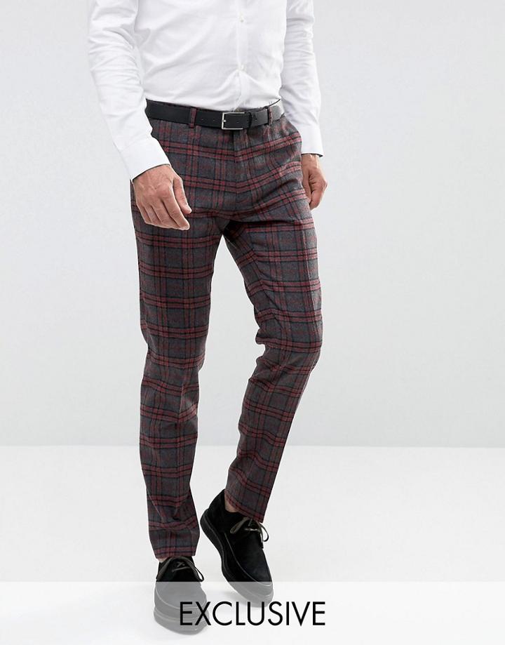 Heart & Dagger Skinny Pants In Check - Red