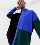 Collusion Oversized Cord Shirt In Color Block