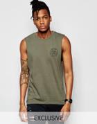 D.i.e. Cut Off Sleeves T-shirt Chest Logo In Military Green - Military Green