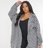 Missguided Plus Oversized Shirt In Black Micro Check