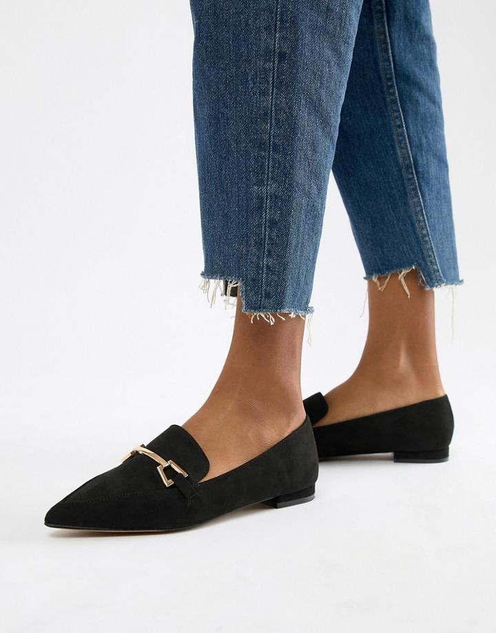 Asos Design Lance Pointed Loafer Ballet Flats-black
