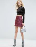 Asos Mini Skirt In Jacquard Animal Print - Multi