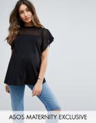 Asos Maternity Floaty Sleeve Mesh Top - Black