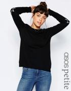 Asos Petite Jumper With Embroided Star Elbow Patch - Black