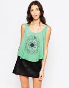 Rvca Printed Loose Fit Crop Top - Seagrass
